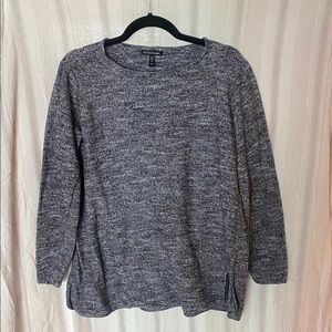 EILEEN FISHER COTTON HEATHERED BLACK & WHITE SWEATER